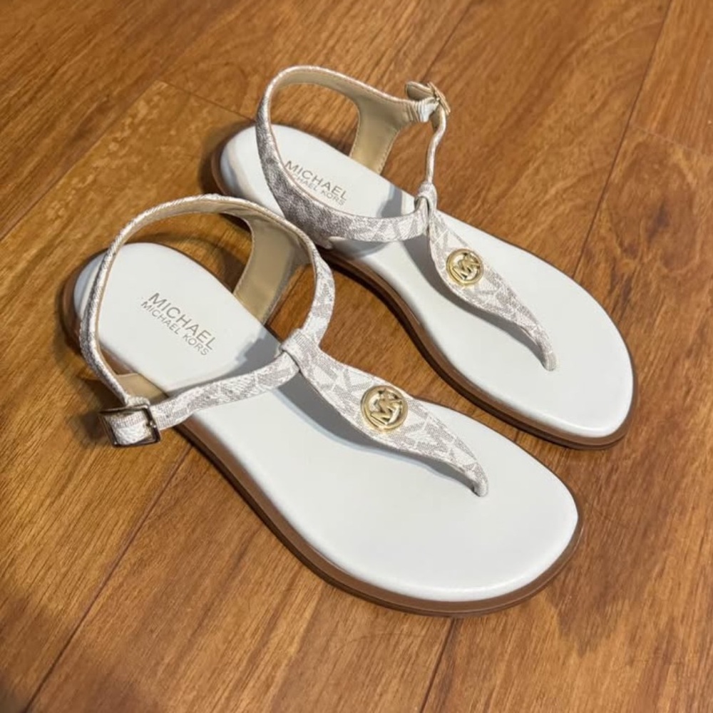 Michael Kors White and Gold Sandals